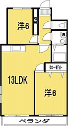 ポラリス高須新町II 3階2LDKの間取り