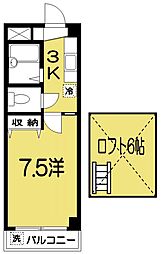 とさでん交通桟橋線 桟橋通四丁目駅 徒歩10分の賃貸マンション 5階1Kの間取り