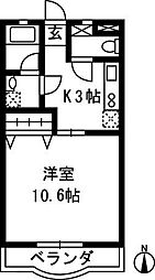 グランシャリオ 3階1Kの間取り