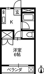 ヴィラ大島 1Kの間取図画像