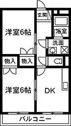 オーロラハイツ 2DKの間取図画像