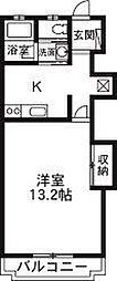 セゾン平成 1Kの間取図画像