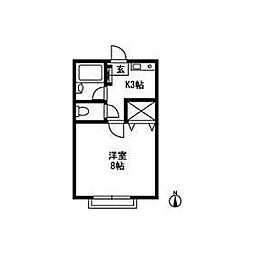 コンフォートロック 1Kの間取図画像