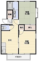 農住メゾン峰B 2DKの間取図画像