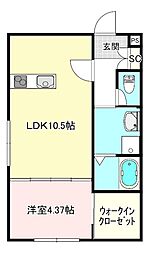 グラシエ土師　ノース 1階1LDKの間取り
