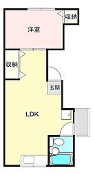 Corpo West 2階1LDKの間取り