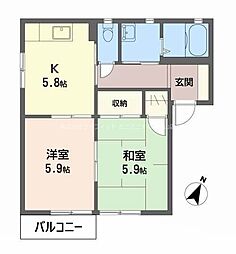 メゾンラッキービレッジ2 2Kの間取図画像