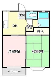 ゲンダイレジデンスGR-4前田新町 2DKの間取図画像