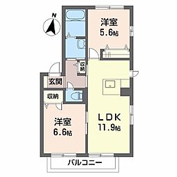 ミルキーウェイ1 2LDKの間取図画像