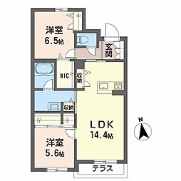 福知山市字篠尾アパート 2LDKの間取図画像