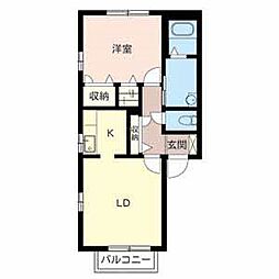 グリュックタカラ 1LDKの間取図画像