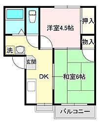 シャトル市島 2DKの間取図画像