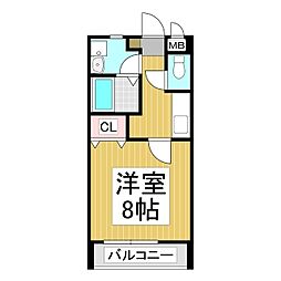 COZY 2階1Kの間取り