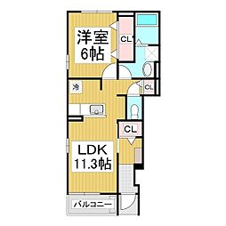 サン・カーサＭ　II 1階1LDKの間取り