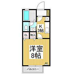 パラーシオ近藤　A棟 2階1Kの間取り