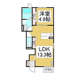イリエール篠ノ井　Ｄ 1階1LDKの間取り
