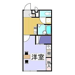 レオパレスBELIZ 2階1Kの間取り