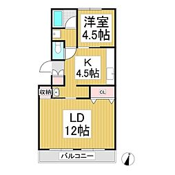 小桜ハイム 1階1LDKの間取り