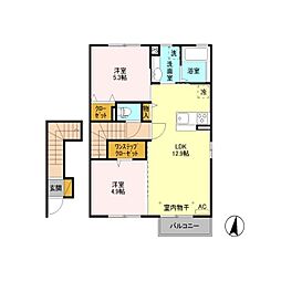 レセンテ潤美 2階2LDKの間取り