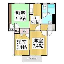 ディアス内川　Ａ棟 1階3Kの間取り