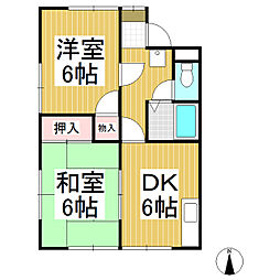 ハイツ・エトランゼA 2DKの間取図画像