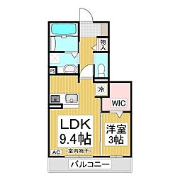 ティーバーン 1LDKの間取図画像