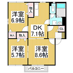 ディアス柏王B 3DKの間取図画像