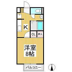 アレーテス・クレア 1Kの間取図画像