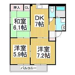 バリュージュNAKA 3DKの間取図画像