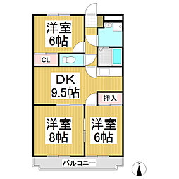 ソレイユ三本柳 3DKの間取図画像
