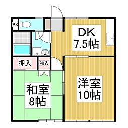 コーポN 2DKの間取図画像