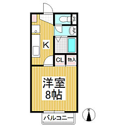 メゾンソレイユ 1Kの間取図画像