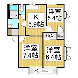 パストラルハイムNW・B 3Kの間取図画像