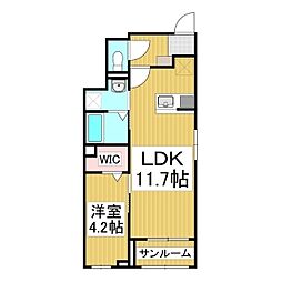 ハイツリバーサイド1 1LDKの間取図画像