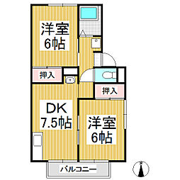 エーデルハイツ 2DKの間取図画像