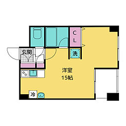 ＹＫ50 6階ワンルームの間取り