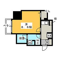 パークアクシス新栄 12階1Kの間取り