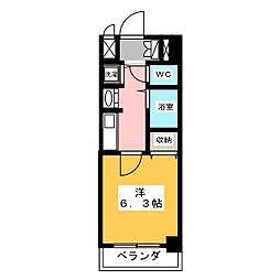 プレサンス大須観音駅前サクシード 5階1Kの間取り