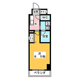 リシュドール名駅南 15階1Kの間取り