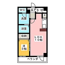 ヴェルジュコートI 2階1LDKの間取り