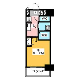 プレサンス上前津プレス 7階1Kの間取り