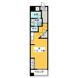 ロイジェント栄 7階ワンルームの間取り