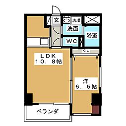 アーバン伏見 1LDKの間取図画像