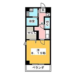 シャルマン新栄 2階1Kの間取り