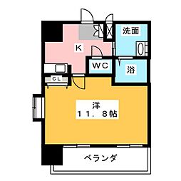 クレシェール大須 8階1Kの間取り