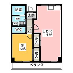 ブラウンハウス 1LDKの間取図画像