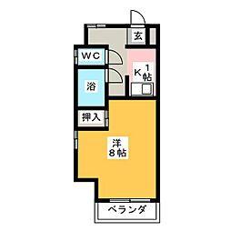 ドミール神谷 1Kの間取図画像