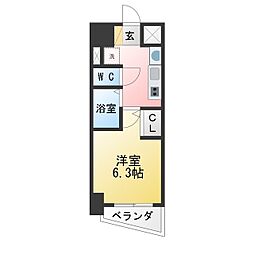 プレサンスサカエリバースタイル ワンルームの間取図画像