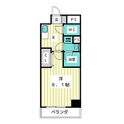ディアレイシャス大須赤門通本町 1Kの間取図画像