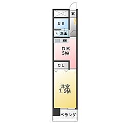 パークサイドメゾン伏見 1DKの間取図画像